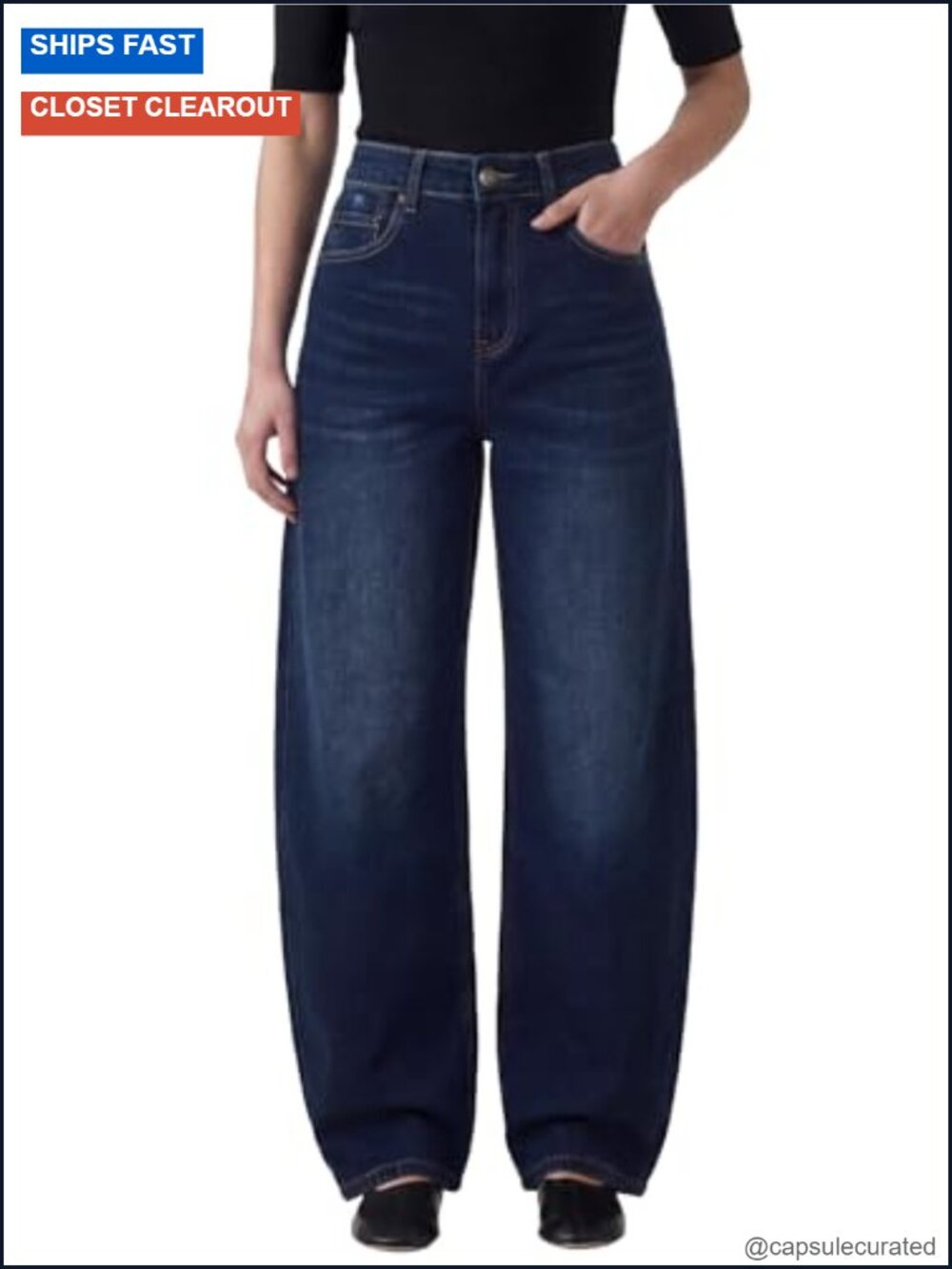 High Waisted Wide Leg Barrel Jeans Stretchy Baggy Denim Pants